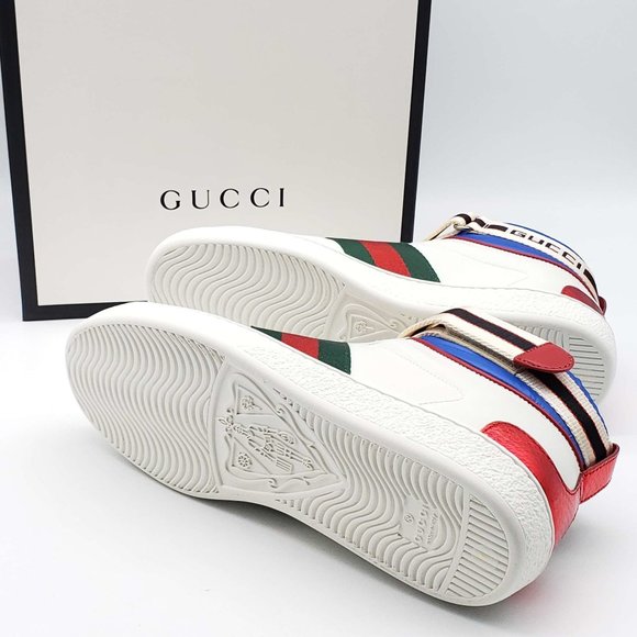 100% Authentic Gucci Ace Stripe High Top Sneaker Unisex - Picture 8 of 11